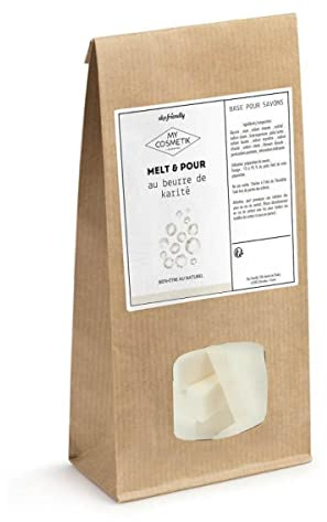MY COSMETIK - Melt & Pour blanc au beurre de karité - Base de savon neutre pour tous types de peaux - Origine végétale - Fabriqué en France - 1 kg