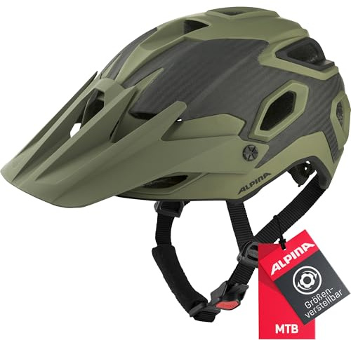 ALPINA ROOTAGE - Extrem Robuster, Carbonfaser-Verstärkter Enduro & Trail Fahrradhelm Mit Kühlenden Polstern Für Erwachsene, Olive matt, 57-62 cm
