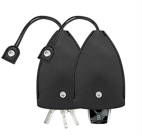 Funda para llave de coche, 2 bolsas creativas extraíbles para llaves, de piel sintética, gancho protector de gran capacidad (negro)