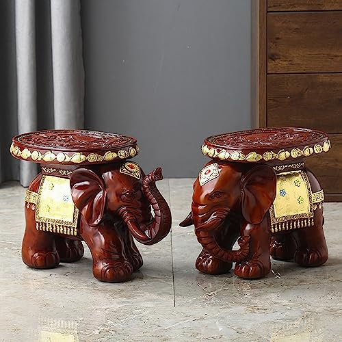 Elefante de Resina otomano Taburete de pie, Entrada de decoración Creativa Taburete reposapiés, Estilo Chino Robusto Hecho a Mano Zapato de pie Taburete(51.8x32.5x41cm(20x13x16), A Pair)