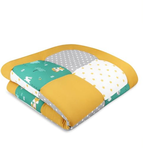 schlummersack Krabbeldecke – 100x100 cm – Dick gepolsterte Spieldecke für Babys – Ideal als Laufgittereinlage – Maschinenwaschbar – Design: Waldtiere