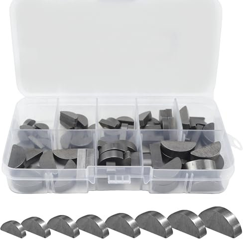 Federkeile Sortiment Scheibenfeder Halbmond Mitnehmerkeil Satz 3-4-5-6 mm Scheibenfeder-Sortiment-Kit 80STK für Schwungrad Riemenscheiben Kurbelwellenschlüssel