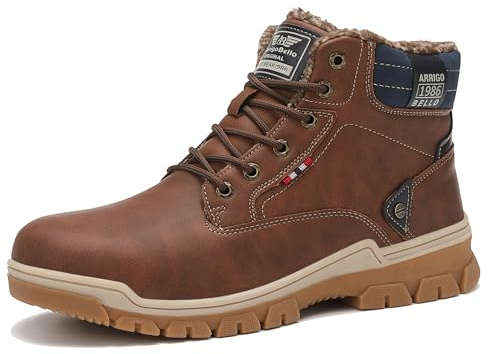 ARRIGO BELLO Botas Hombre Invierno Botines Zapato Nieve Clásico Forrado Piel Trekking Senderismo Talla 41-46 (B-Marrón, 43)