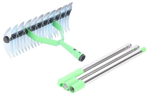 HYEDHGD Rastrillo for Cortar césped de 3 Secciones, eficiente rastrillo de Metal con Mango de Acero Inoxidable for césped