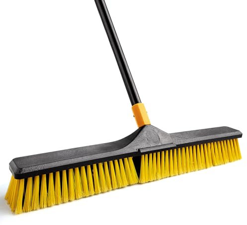 Yocada 61 cm großer Besen für den Außenbereich, robuste Bürste für den Außenbereich, steife Borsten für die Reinigung von Terrasse, Garage, Deck, Beton, Holz, Stein, Fliesen, Boden, 165,9 cm lang