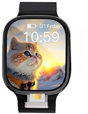 CD12 Smart Watch 5G LTE Android 10.0 Os Rotary Camera GPS WIFI 4G/5G Sim card 128GB Rom Touch Encoder Smartwatch (Black,2GB 32GB)