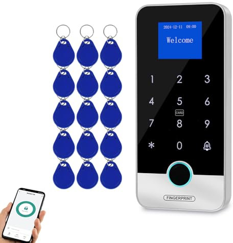 ReaIOKbii Bluetooth Tuya APP Smart Fingerprint Access Control Machine Controller Tastiera RFID IP65 Impermeabile 13.56MHz IC Portachiavi Apriporta Tastiera retroilluminata