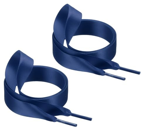 QUARKZMAN Lacci in Raso da 39, Larghezza 3/4 Lacci Piatti in Seta Stringhe per Scarpe da Ginnastica Eleganti per Ragazze Donne Decorazione Scarpe, Blu Navy