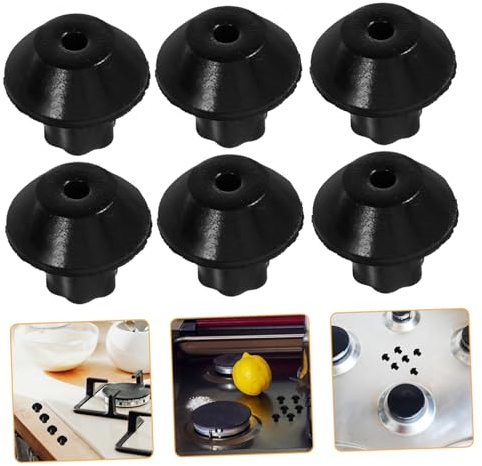 16pcs Black Rubber Stove Grate Feet Replacement Anti-slip | Adds Height, Easy Installation, Gas Stove Rubber Feet for Cooktop Parts Accessories