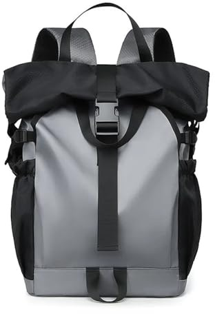 ZNTIHZ Sac à dos tendance avec double bandoulière et enrouleur for voyage, décontracté, fitness, sport, rangement de chaussures, bagages Pour Les Voyages(Light Gray)
