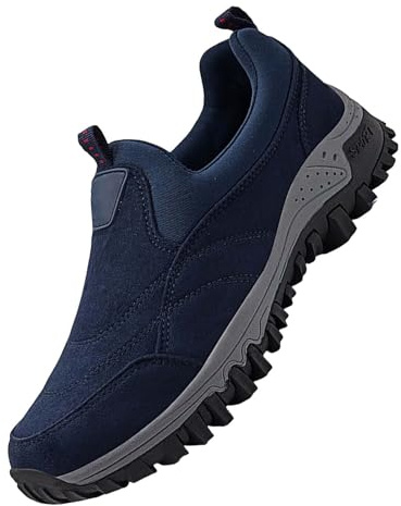 Generisch Scarpe invernali da uomo, slip on sneaker, da uomo, morbide, comode scarpe da ginnastica, antiscivolo, per il tempo libero, il campeggio, Blu, 42 EU