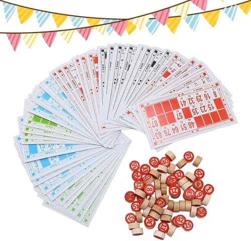 Yidueace Bingo spel set – pedagogisk interaktiv vintage – vuxen bingo schack familjespel set – för barn, familj, vänner, grupp, spel, natt, fest, hem, skola, möte