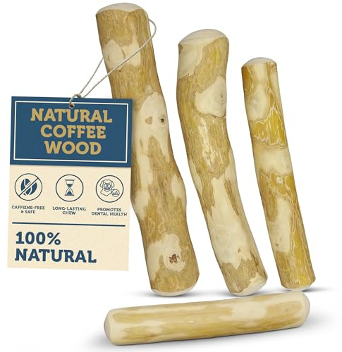 Snazzy Tails Coffee Wood Dog Chew Stick – 100% Natural Long Lasting Dog Chew, Durable Wooden Dog Toy for Aggressive Chewers, Dental Stick for Dogs - Small