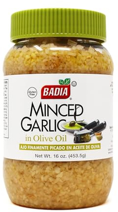Badia Minced Garlic in Olive Oil, 16 oz – Fresh Minced Garlic, Bold Flavor for All Purpose Cooking, Gluten Free