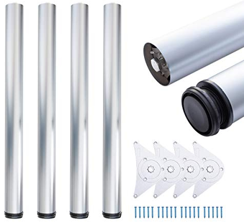 sossai® Premium Tischbeine TBAL | höhenverstellbar | Design: Alu | 4 Stück | Höhe: 71 cm (710 mm) einstellbar +2cm | Montagezubehör inklusive