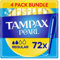 Tampax Pearl Tampons, Regular With Applicator, 72 Tampons (18 x 4 Packs), Leak Protection And Discretion, Super Absorbent
