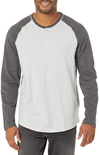 Amazon Essentials Camisa Henley de Manga Larga Hombre, Color Carbón Gris Claro Mezcla, M