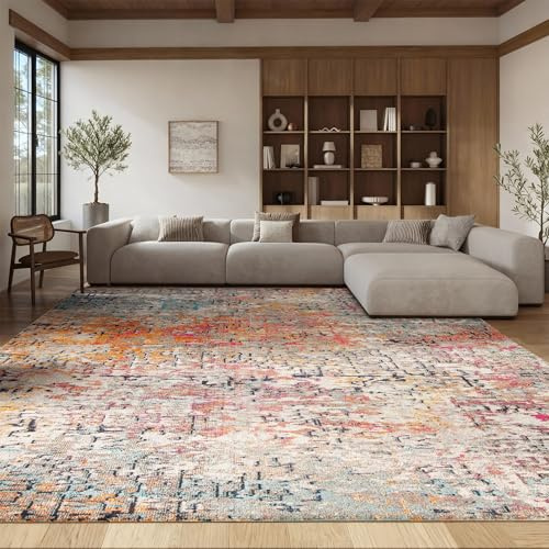 SAFAVIEH Contemporary Rug for Living Room, Dining Room, Bedroom - Madison Collection, Short Pile, in Grey and Pink, 244 X 305 cm