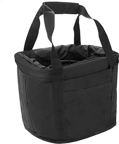 PrimeMatik - Cesta de Bicicleta Desmontable para Manillar de Lona Negra Impermeable con Cremallera