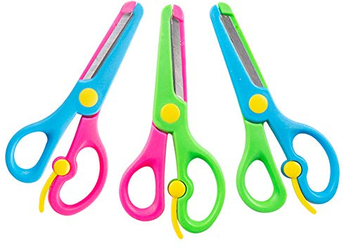 VGOODALL 3PCS Dual-Color Safety Scissors Set, Stainless Steel Scissors Safety Edge Plus Stretch Design for Craft, Office and Paper Projects