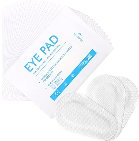 FRCOLOR 20pcs Disposable Eye Pads, Sterile Non- Woven Eye Patch Stickers Soft Self- Adhesive Cover Wound Dressings for Adults Kids