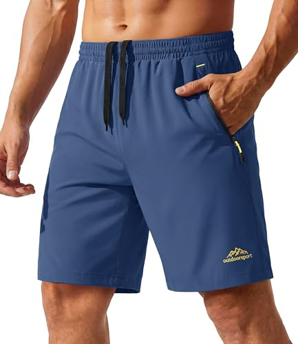 TACVASEN Men's Quick-Drying Training Shorts, Running Shorts, Breathable Sports Shorts with Zip Pockets
