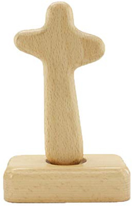 Pcscevcr Standing Wooden Cross Ornaments, Magnetic Cross Holding Cross with Base, Decorative Table Cross Ornaments Christian Gift for Home Decor (Round)