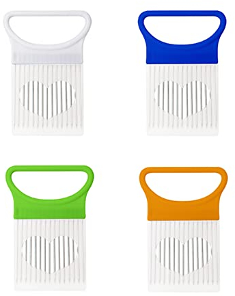 TACYKIBD Lot de 4 supports à oignons, en acier inoxydable, coupe-légumes et éplucheur, porte-oignons pour couper les légumes, les tomates, les pommes de terre, les fruits, la viande, les gadgets de