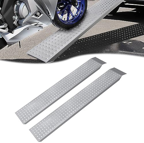 HENGMEI 2 rampe di carico max 400 kg, cunei di carico in acciaio zincato, rampa per sedia a rotelle, rampa per bicicletta, rampa di carico per auto, rimorchi, scale, biciclette, argentate, 160 cm