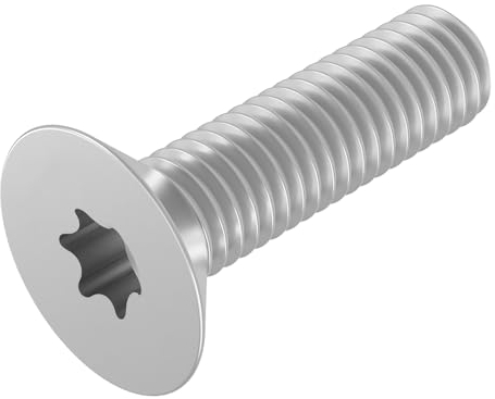 SECCARO Tornillo avellanado M8 x 30 mm, acero inoxidable V2A, VA A2, ISO 14581, hexágono interior (TX), rosca completa, 20 unidades