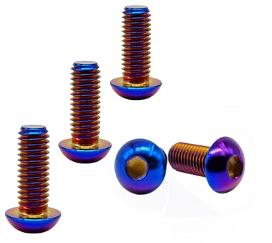 RISON-Titanium 5 Pezzi Viti a Testa Bombata in Titanio con Esagono Incassato M8x20mm, Viti a Brugola Bulloni in Titanio ISO7380, Vite a Testa Semicircolare Vite a Bottone a Testa Tonda per Bici Moto