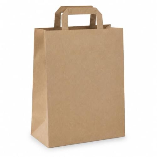 PACKY - Bolsas Papel Kraft con Asas 22x28x10 cm - 25 Unidades - Marrón - Bolsa Regalo