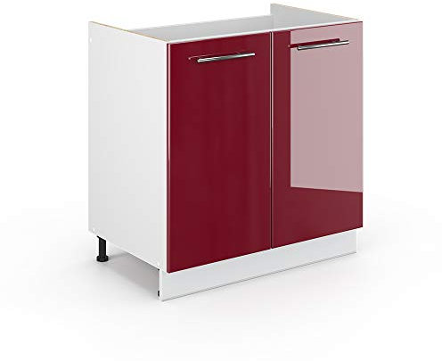 Vicco Waschbeckenunterschrank Fame-Line, Bordeaux Hochglanz/Weiß, 80 x 81.6 cm ohne Arbeitsplatte