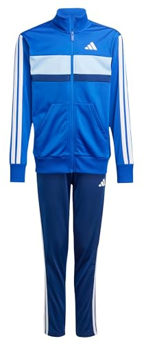 adidas Unisex Kids Seasonal Essentials Tiberio 3 Stripes Tricot Track Suit, Royal Blue/White/Glow Blue, 9-10 Years