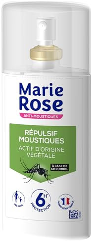 MARIE ROSE - Spray Anti-moustiques Répulsif- 100ml - Actif d'origine végétale - Citriodiol - 6h de protection - Pour toute la famille - Fabriqué en France