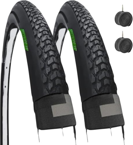 Pneus Ecovelò 700 x 40C (42-622) + Chambres à Air avec Valve ITA - Noir - Demi Slick - Route, Gravel, Off-Road, VTT