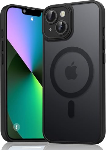 YLK Cover Magnetic per iPhone 13, Custodia Protettiva Completa con Magsafe,Traslucida Opaca Posteriore Sottile Antiurto Protettiva Case per iPhone 13 (Nero)