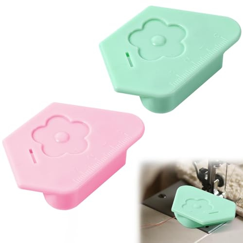 2st Magnetisk Sömguide för Symaskin, Stark Magnetisk Polygonal Sömnadsguide med Skala Multifunktion Sömfållguide Symaskinstillbehör och Tillbehör (Grön, Rosa)