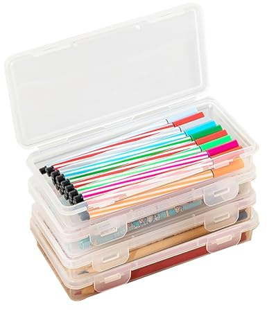 Smloplom Scatole Impilabili in 4 Pezzi, Design Trasparente, Scatola Porta Oggetti Senza BPA, Adatte per Penne, Forniture per Ufficio, Artigianato