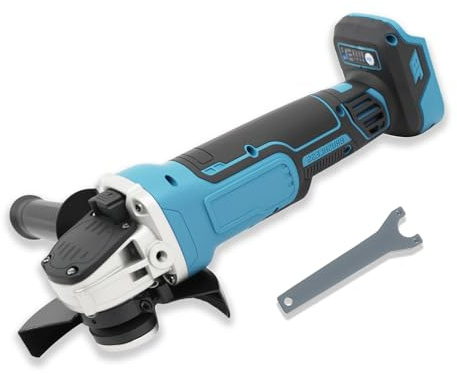 ANEELV Smerigliatrice angolare a batteria compatibile con Makita 18 V, 8500 giri/min, regolazione della velocità in 4 fasi, disco abrasivo da 125 mm con chiave per levigatura, taglio e lucidatura