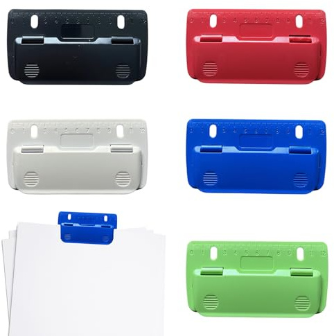 5 Stück Taschenlocher Set, Mini Locher Klein für Schule & Büro – Portable Locher für Ordner, Papier, Karton, Fotos