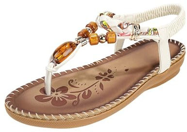 Sandalias Mujer Verano, Sandalias Con Los Dedos De Los Pies En El Talón De La Mujer, Sandalias Con Tacón Cuña Y Dedos Separados, Transpirable Y Fresco, Ideal Para Look Casual Veraniego Blanco 42