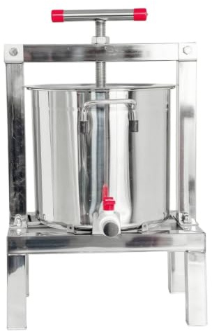 Colcolo Presse à Miel Manuelle Extracteur Miel Appareil Presse Extracteur Manuel Machine Pressage Inox avec Plaque de Pressage Interne et Poignée en T Fluide, Roulement Entièrement Fermé Avec Valve