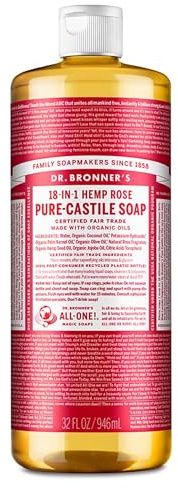 Dr. Bronner's 18 in 1 Hemp Rose Pure-Castile Soap, 32 fl oz/946 ml