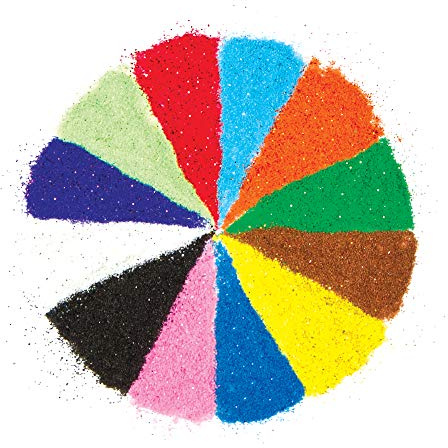 Baker Ross AG638 Glitzer Bastelsand in Bunten Farben - 12er Pack, Kleine Beutel mit Sand, Dekosand für Kinder zum Basteln und Dekorieren, Sortiert