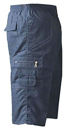 Sians Fashions Mens Cargo Combat Shorts 3/4 Length with Multi Pockets Elasticated Waist Small to 3XL 3 Quarter Shorts (XXX-Large, Navy)
