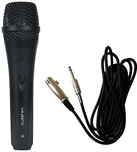 Majestic MIC 620 – Microfono dinamico unidirezionale con cavo, Jack da 6,35 mm, cavo 2.9 metri, nero