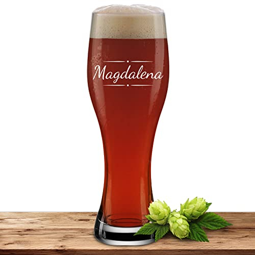 Bierglas mit Name oder Wunschtext, Weizenbierglas 0,5l inkl. Gravur, individuelles Geschenk, personalisiertes Weizenglas (Verzierung 03)
