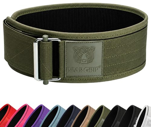 Björngrepp – självlåsande viktlyftningsbälte, premium tyngdlyftningsbälte för crossfit, kraftlyftning, kroppsbyggning, lyftbälte för män och kvinnor, träningsbälte för Liftin (Khaki, M)