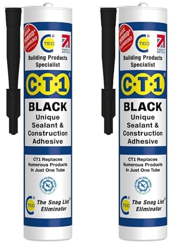 CT1 - Building Sealant & Adhesive Snag Tube for Virtually Any Material (Black Twin Pack) (CT1-Twin-Pack)